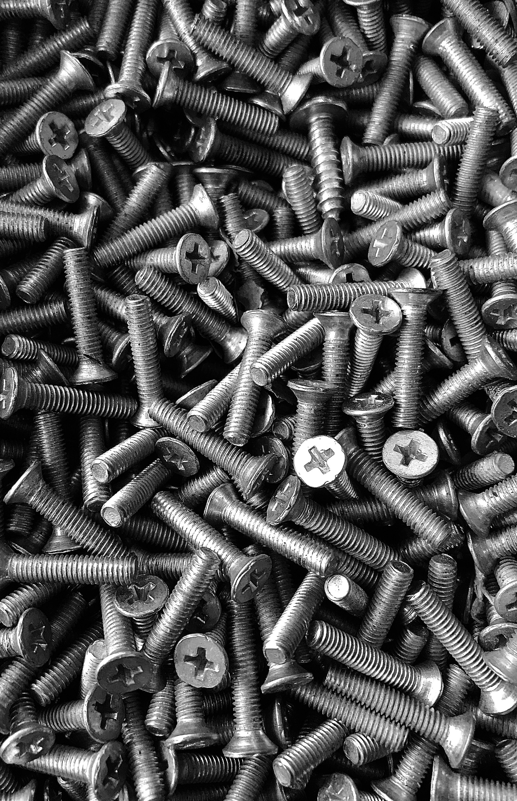 Precision metal screws in close detail
